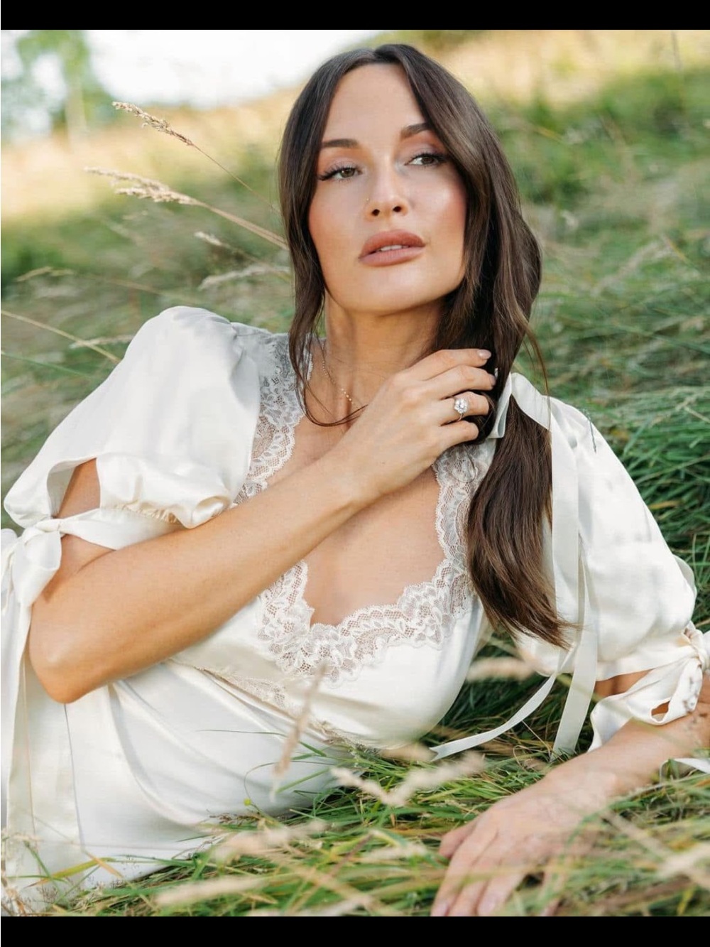 Reformation X Kacey Musgraves Stella Silk Sweetheart Neck Lace Bow Tie Dress 0 - Picture 6 of 13